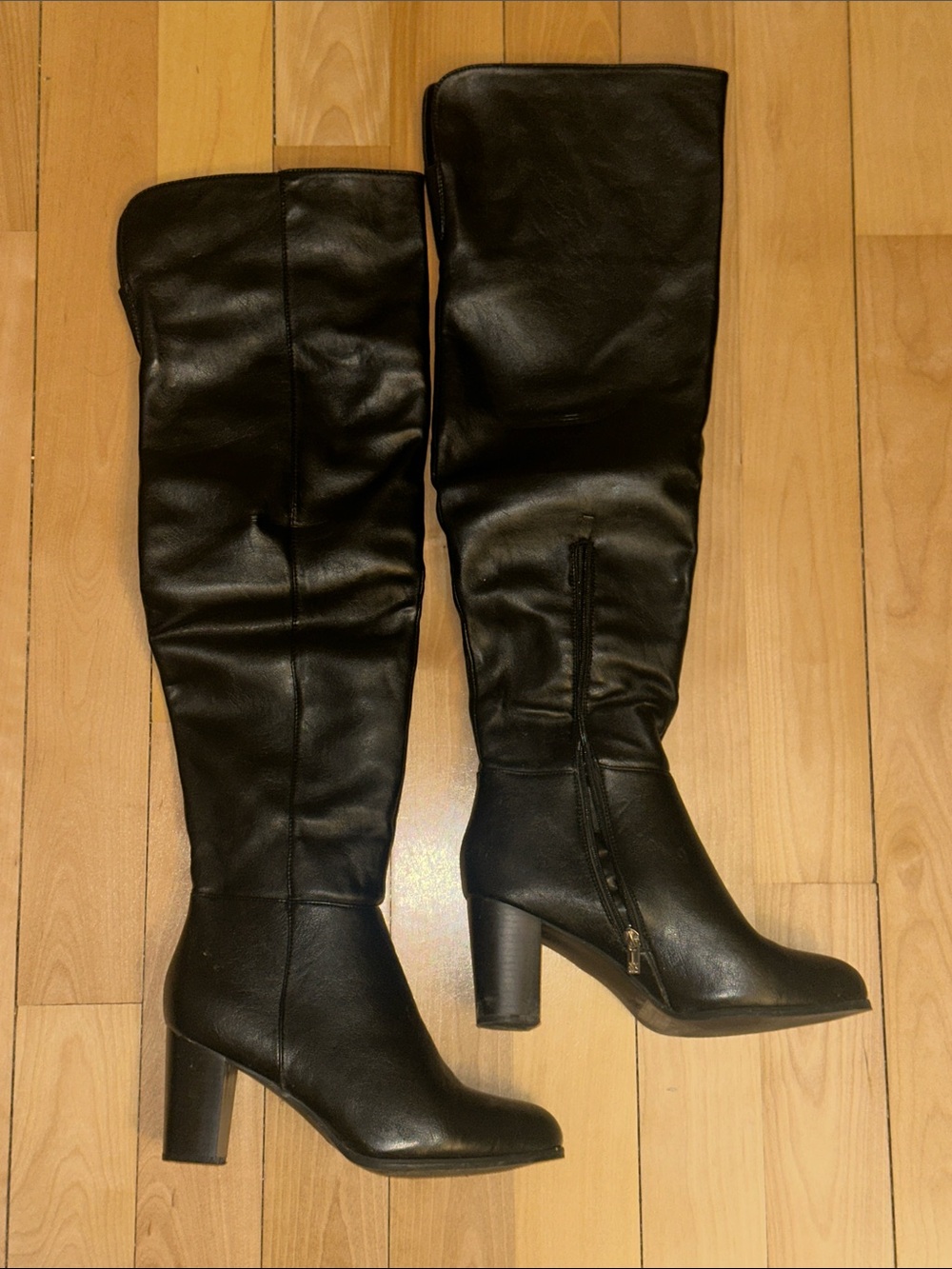 Black Over-the-Knee Heeled Boots